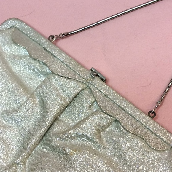 FINAL SALE PRICE Golden Sparkly Clutch/Purse w/Brown Satin Lining - Picture 3 of 5